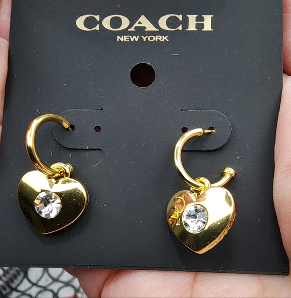 Coach Gold Heart Earrings - Picture 3 of 4